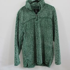 Large green androgynous teddy bear warm Sherpa